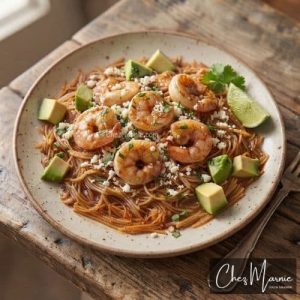 Fideo seco con camarones